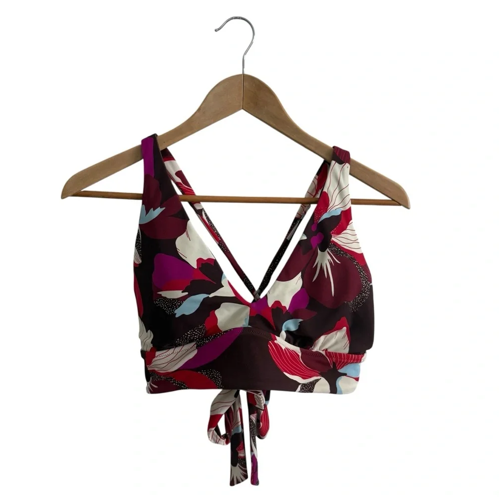 Athleta Plunge Bikini Top D-dd Decadent Chocolate Hero Bloom Large - Picture 12 of 12